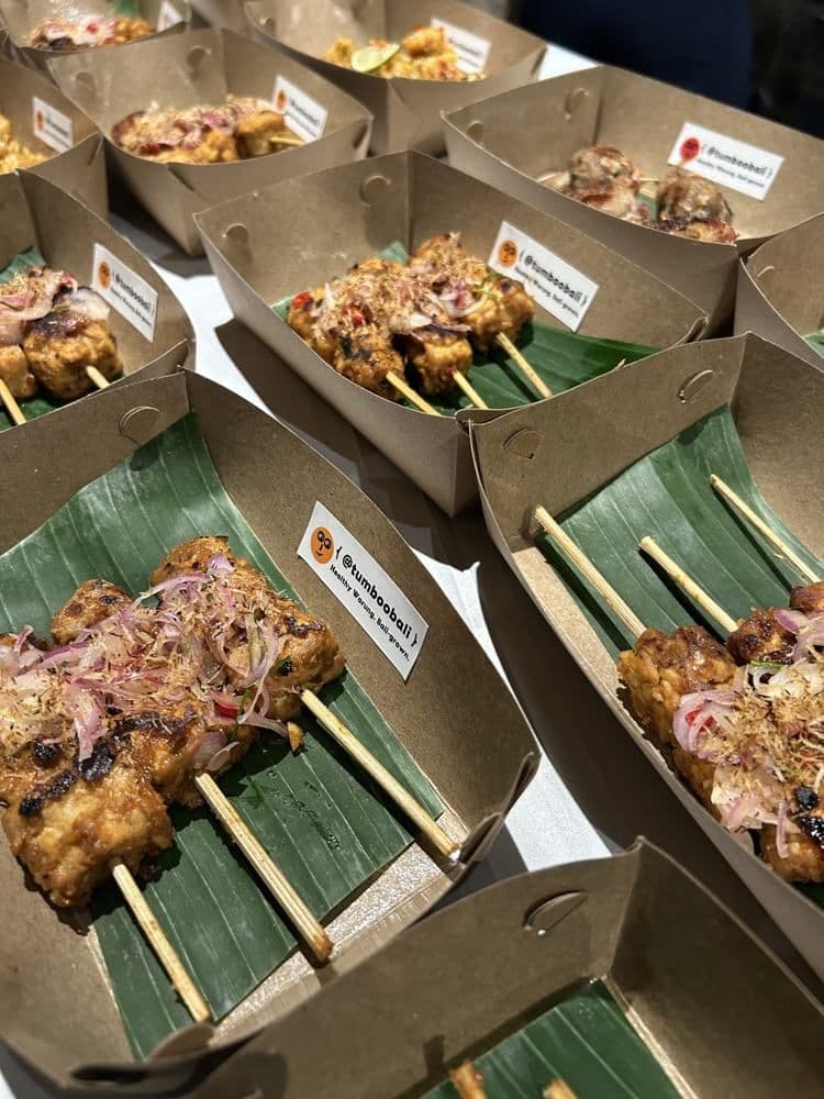 Satay skewers in Tumboo boxes at Shady Pig