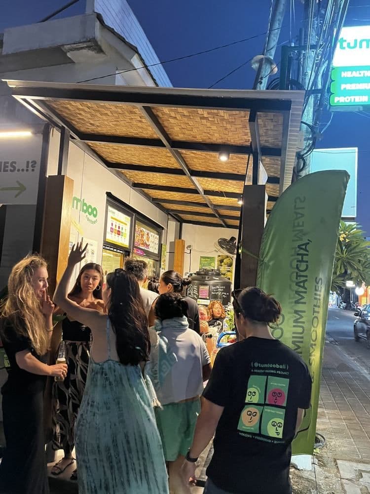 Crowd outside the pod on opening night